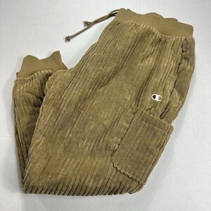 Champion Corduroy Joggers Mens Medium Brown Sweatpants High Pile Fleece Size 2XL
